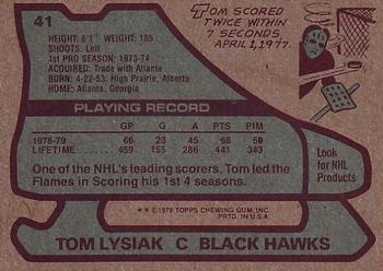 1979-80 Topps #41 Tom Lysiak Back