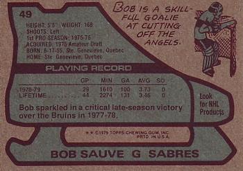 1979-80 Topps #49 Bob Sauve Back