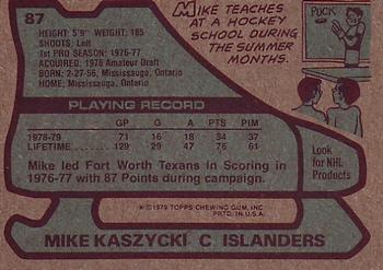1979-80 Topps #87 Mike Kaszycki Back