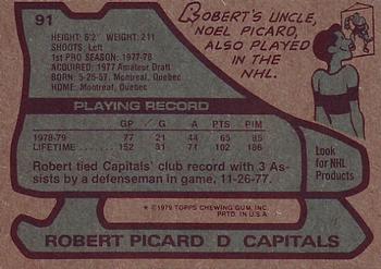1979-80 Topps #91 Robert Picard Back