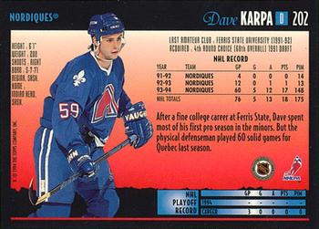 1994-95 Topps Premier - Special Effects #202 Dave Karpa Back