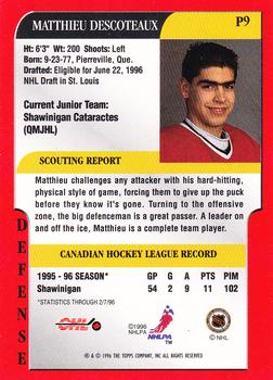1995-96 Bowman - Draft Prospects #P9 Matthieu Descoteaux Back