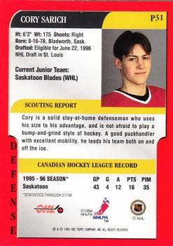1995-96 Bowman - Draft Prospects #P31 Cory Sarich Back