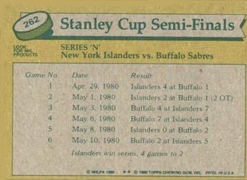 1980-81 Topps #262 Stanley Cup Semi-Finals Back