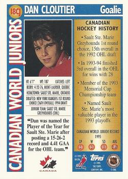 1995-96 Topps - Canadian World Juniors #18CJ Dan Cloutier Back