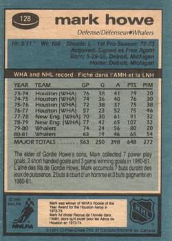 1981-82 O-Pee-Chee #128 Mark Howe Back