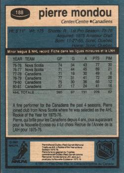 1981-82 O-Pee-Chee #188 Pierre Mondou Back