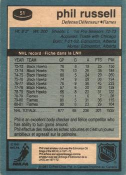 1981-82 O-Pee-Chee #51 Phil Russell Back