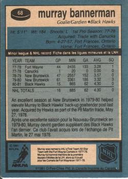 1981-82 O-Pee-Chee #68 Murray Bannerman Back