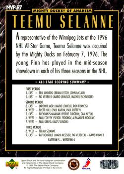 1995-96 Upper Deck - Predictors All-Star MVP Exchange #MVP-R7 Teemu Selanne Back