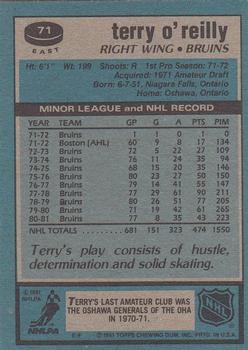 1981-82 Topps #E71 Terry O'Reilly Back