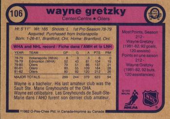 1982-83 O-Pee-Chee #106 Wayne Gretzky Back