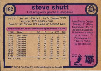 1982-83 O-Pee-Chee #192 Steve Shutt Back