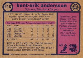 1982-83 O-Pee-Chee #218 Kent-Erik Andersson Back