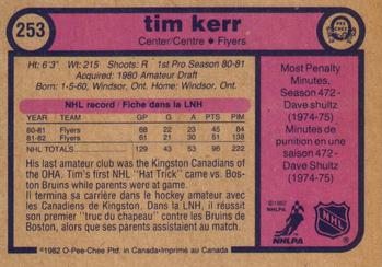 1982-83 O-Pee-Chee #253 Tim Kerr Back