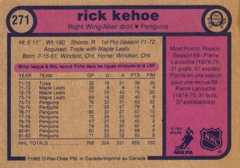 1982-83 O-Pee-Chee #271 Rick Kehoe Back
