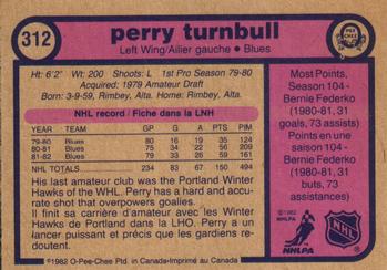1982-83 O-Pee-Chee #312 Perry Turnbull Back
