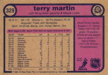 1982-83 O-Pee-Chee #329 Terry Martin Back