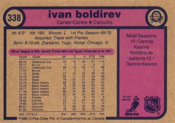 1982-83 O-Pee-Chee #338 Ivan Boldirev Back