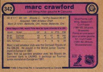 1982-83 O-Pee-Chee #342 Marc Crawford Back