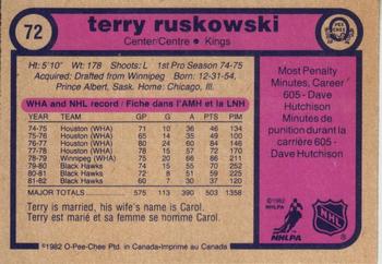 1982-83 O-Pee-Chee #72 Terry Ruskowski Back