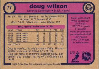 1982-83 O-Pee-Chee #77 Doug Wilson Back