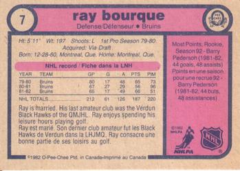 1982-83 O-Pee-Chee #7 Ray Bourque Back