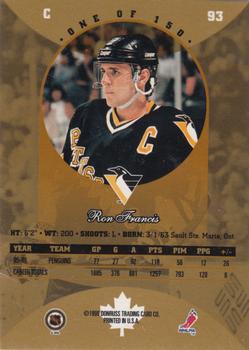 1996-97 Donruss Canadian Ice - Canadian Gold Press Proofs #93 Ron Francis Back