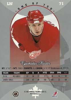 1996-97 Donruss Canadian Ice - Canadian Red Press Proofs #71 Vyacheslav Kozlov Back