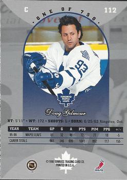1996-97 Donruss Canadian Ice - Canadian Red Press Proofs #112 Doug Gilmour Back