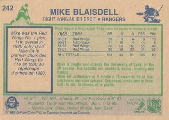 1983-84 O-Pee-Chee #242 Mike Blaisdell Back