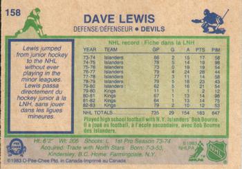 1983-84 O-Pee-Chee #158 Dave Lewis Back