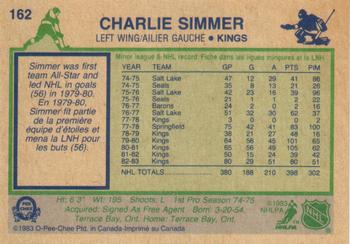 1983-84 O-Pee-Chee #162 Charlie Simmer Back