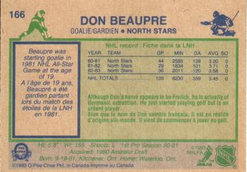 1983-84 O-Pee-Chee #166 Don Beaupre Back