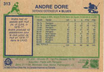 1983-84 O-Pee-Chee #313 Andre Dore Back