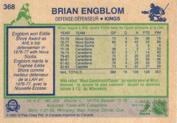 1983-84 O-Pee-Chee #368 Brian Engblom Back
