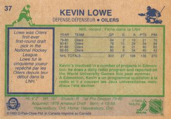 1983-84 O-Pee-Chee #37 Kevin Lowe Back