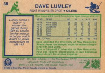 1983-84 O-Pee-Chee #38 Dave Lumley Back
