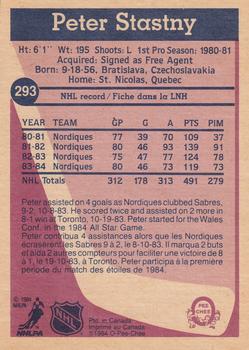 1984-85 O-Pee-Chee #293 Peter Stastny Back