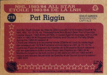 1984-85 O-Pee-Chee #218 Pat Riggin Back