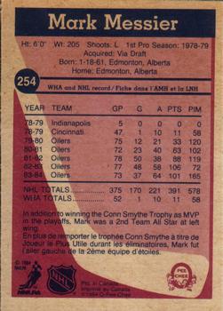 1984-85 O-Pee-Chee #254 Mark Messier Back