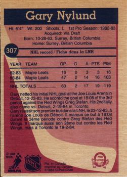 1984-85 O-Pee-Chee #307 Gary Nylund Back