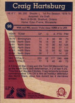 1984-85 O-Pee-Chee #98 Craig Hartsburg Back