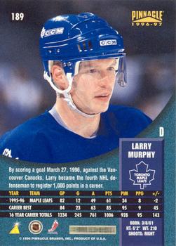 1996-97 Pinnacle - Premium Stock #189 Larry Murphy Back