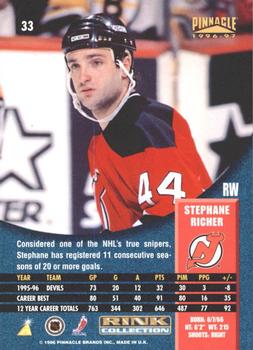 1996-97 Pinnacle - Rink Collection #33 Stephane Richer Back