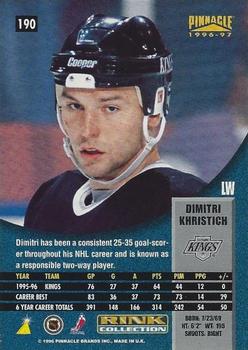 1996-97 Pinnacle - Rink Collection #190 Dimitri Khristich Back