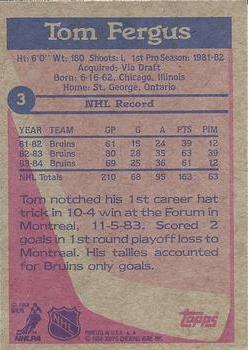 1984-85 Topps #3 Tom Fergus Back