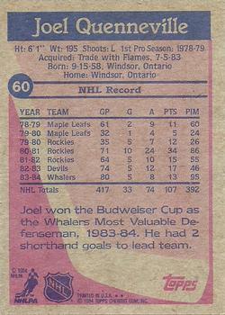 1984-85 Topps #60 Joel Quenneville Back