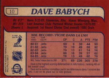 1985-86 O-Pee-Chee #10 Dave Babych Back