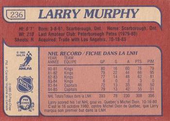 1985-86 O-Pee-Chee #236 Larry Murphy Back